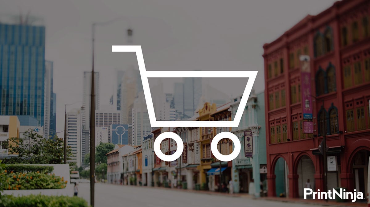 Downton of city with shopping cart icon
