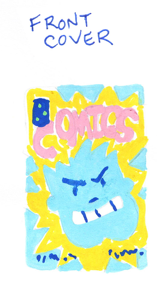 Hand-drawn front-cover comic illustration with a blue creature
